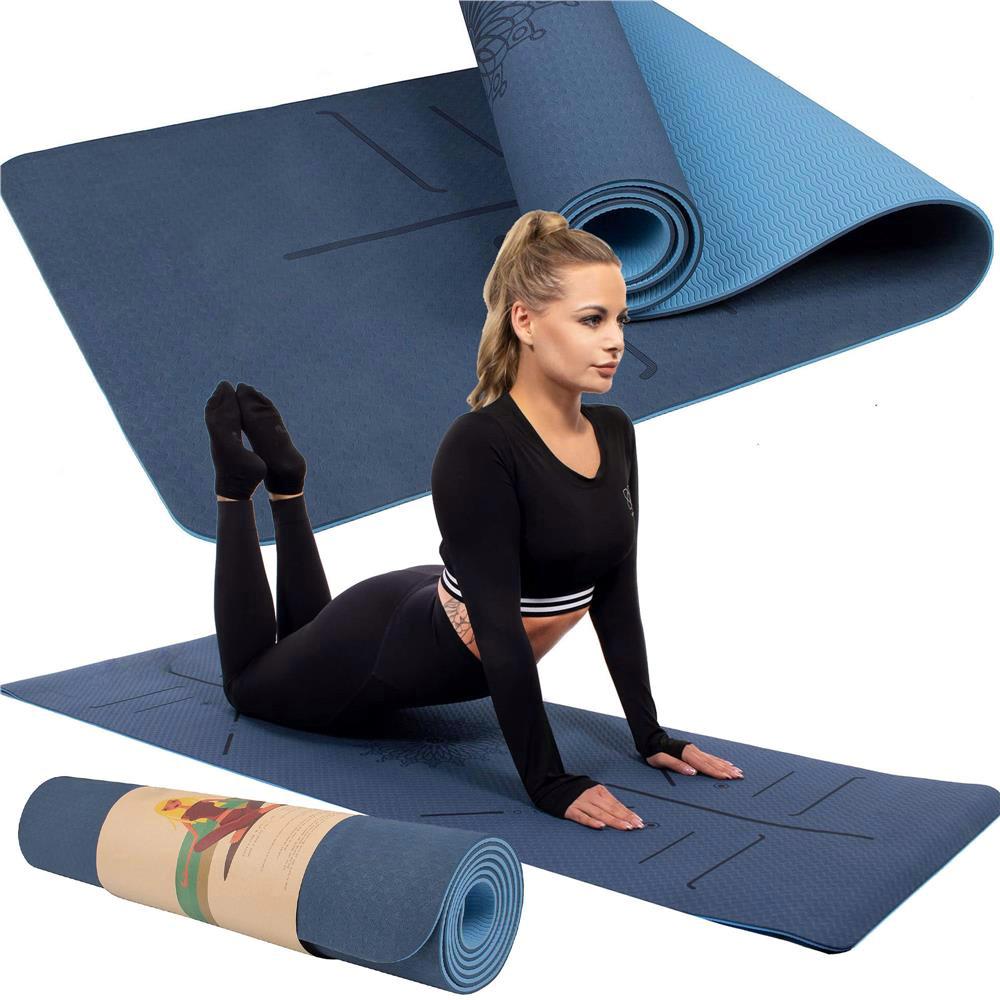 Saltea pentru antrenament, yoga, fitness, aerobic, pilates, exercitii la sol, 183x61cm, albastru