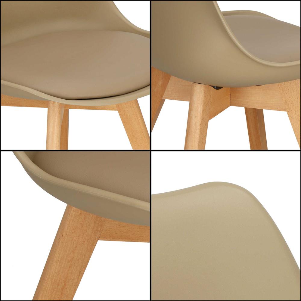 Set 4 scaune dining Verdhe pentru bucatarie cu perna tapitata cu piele ecologica, 44x82cm, maro