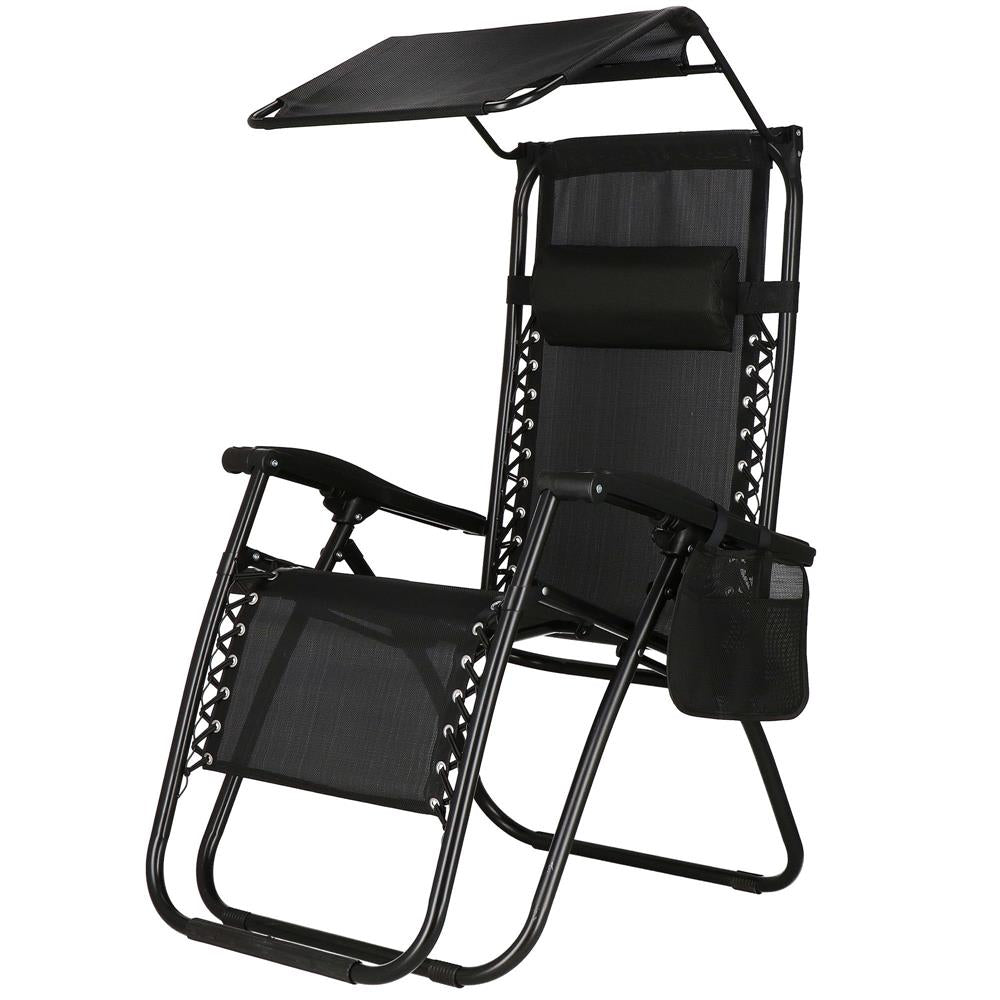 Sezlong pliabil SERSIMO GC3, Relax Zero Gravity cu parasolar, 175cm, negru