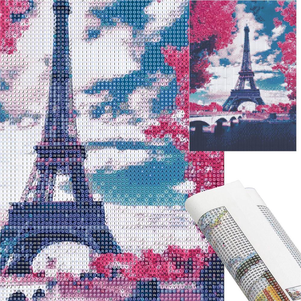 Set de broderie cu diamante 5D, 30x40cm, model Paris in roz