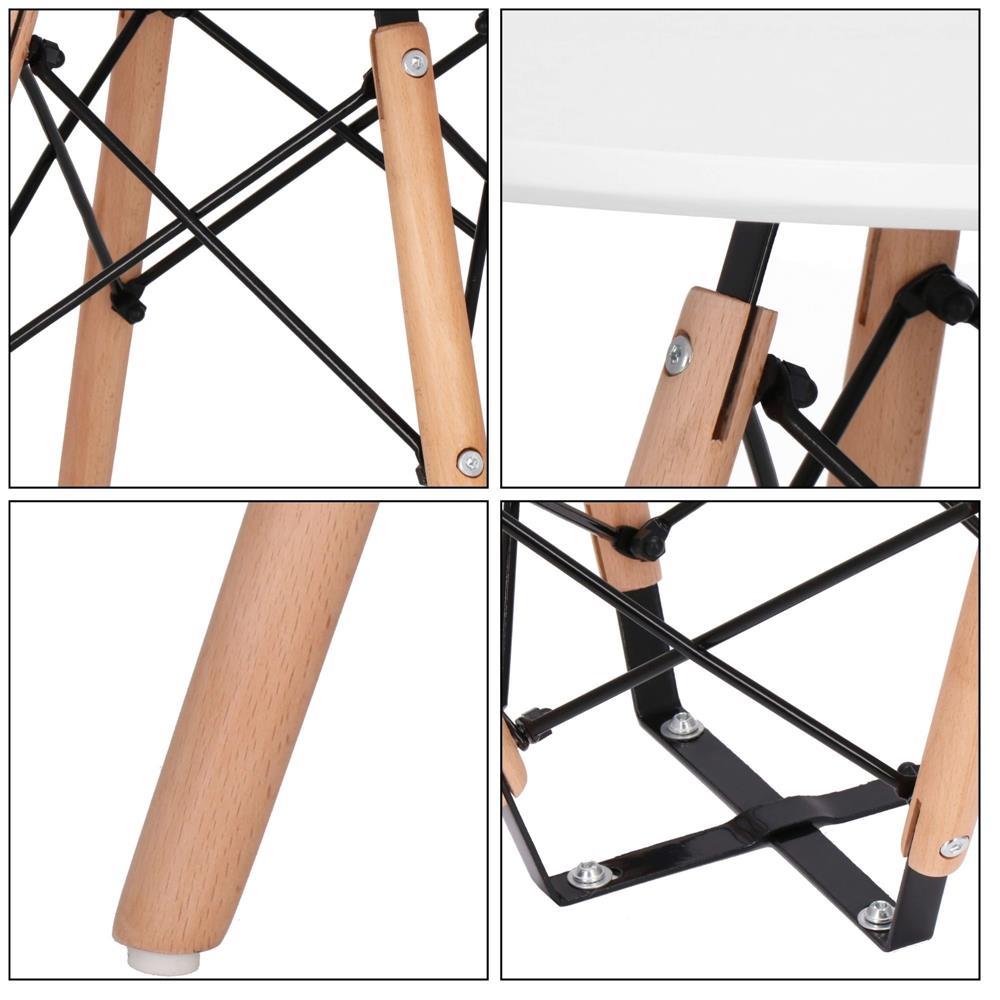 Masa de cafea, rotunda, diametru 60 cm, inaltime 45 cm, Blat MDF, Picioare lemn, Alb