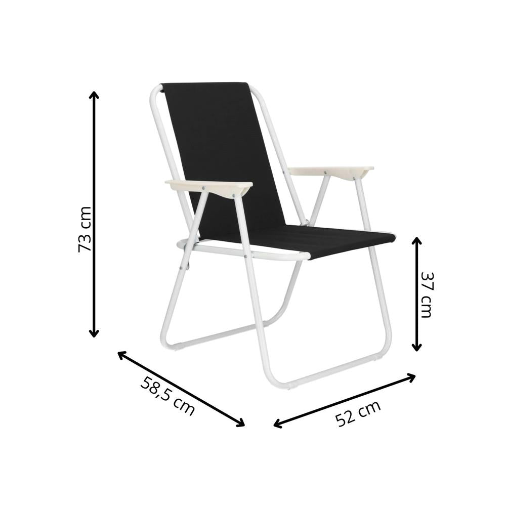 Scaun de plaja Sersimo, pliabil, 100kg, 52x73cm, negru alb