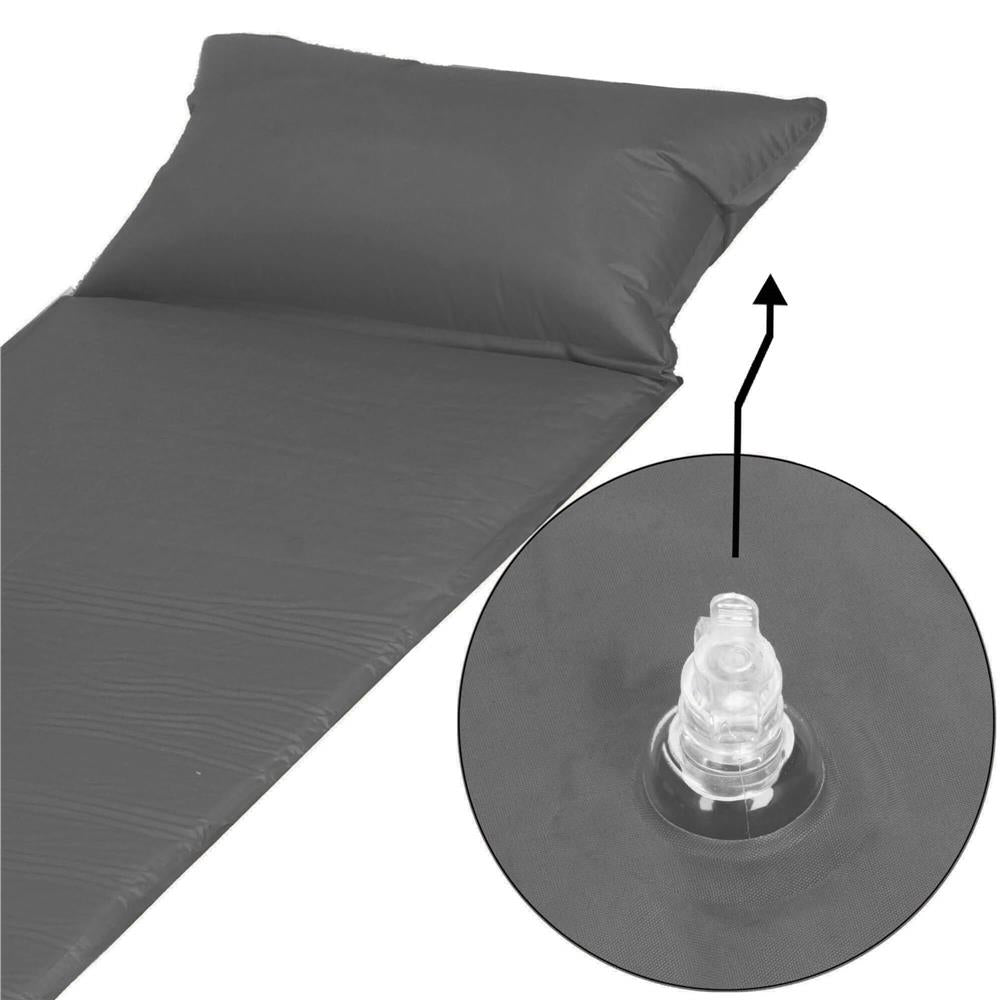 Saltea plabila cu perna din spuma poliuretanica, cu autoumflare, 186x53x2.5cm, gri