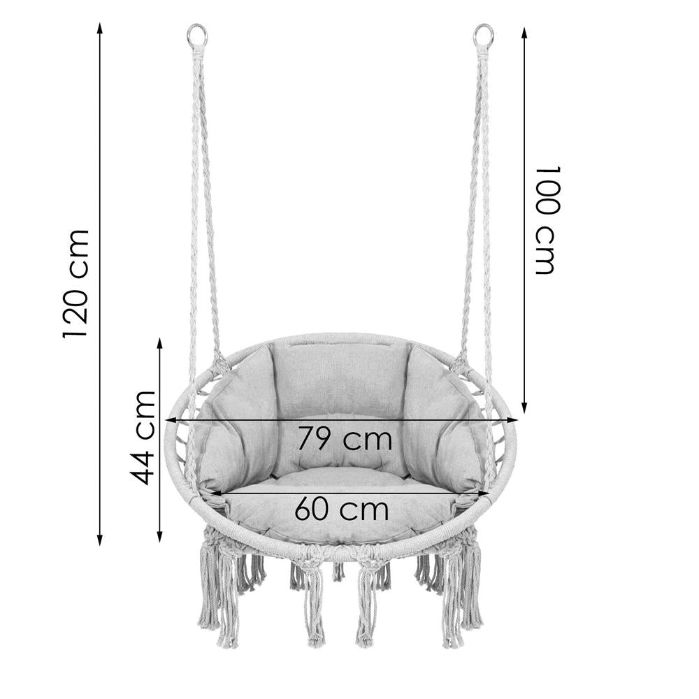 Scaun rotund tip leagan suspendat cu perna Confort Plus casa sau gradina, gri