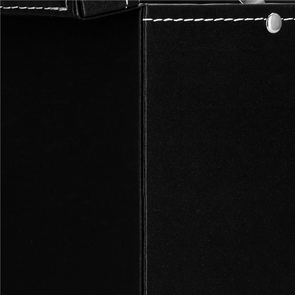Cutie depozitare si organizare ceasuri, MDF, piele ecologica, 28x20x16,5cm, negru interior crem