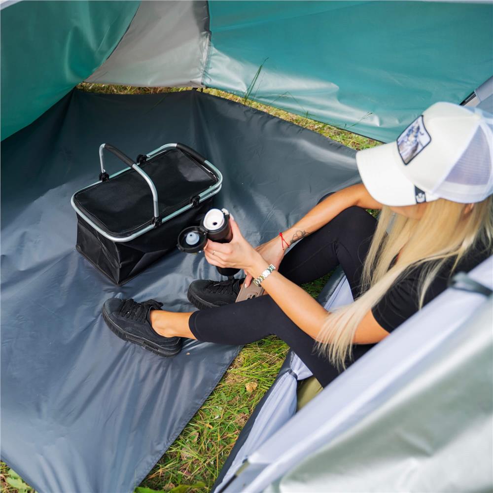 Cort plaja sau camping, impemeabil, cu terasa, 4 locuri, 175x310x130cm, gri albastru - 15