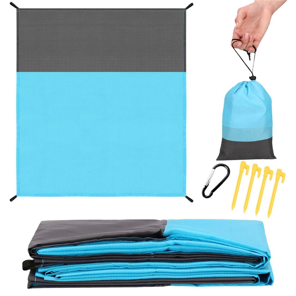 Cearsaf de plaja cu geanta de transport, 200x210cm, albastru gri