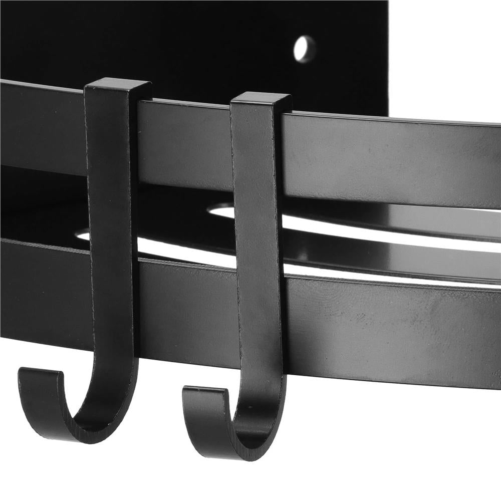 Raft de baie pentru colt cu 2 sisteme instalare pe perete, aluminiu, 30x22x4cm, negru