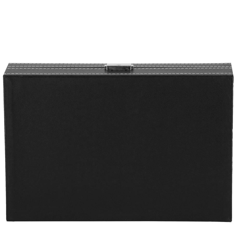 Cutie depozitare si organizare ceasuri si alte accesorii, MDF, piele ecologica, 30x20x8cm, negru