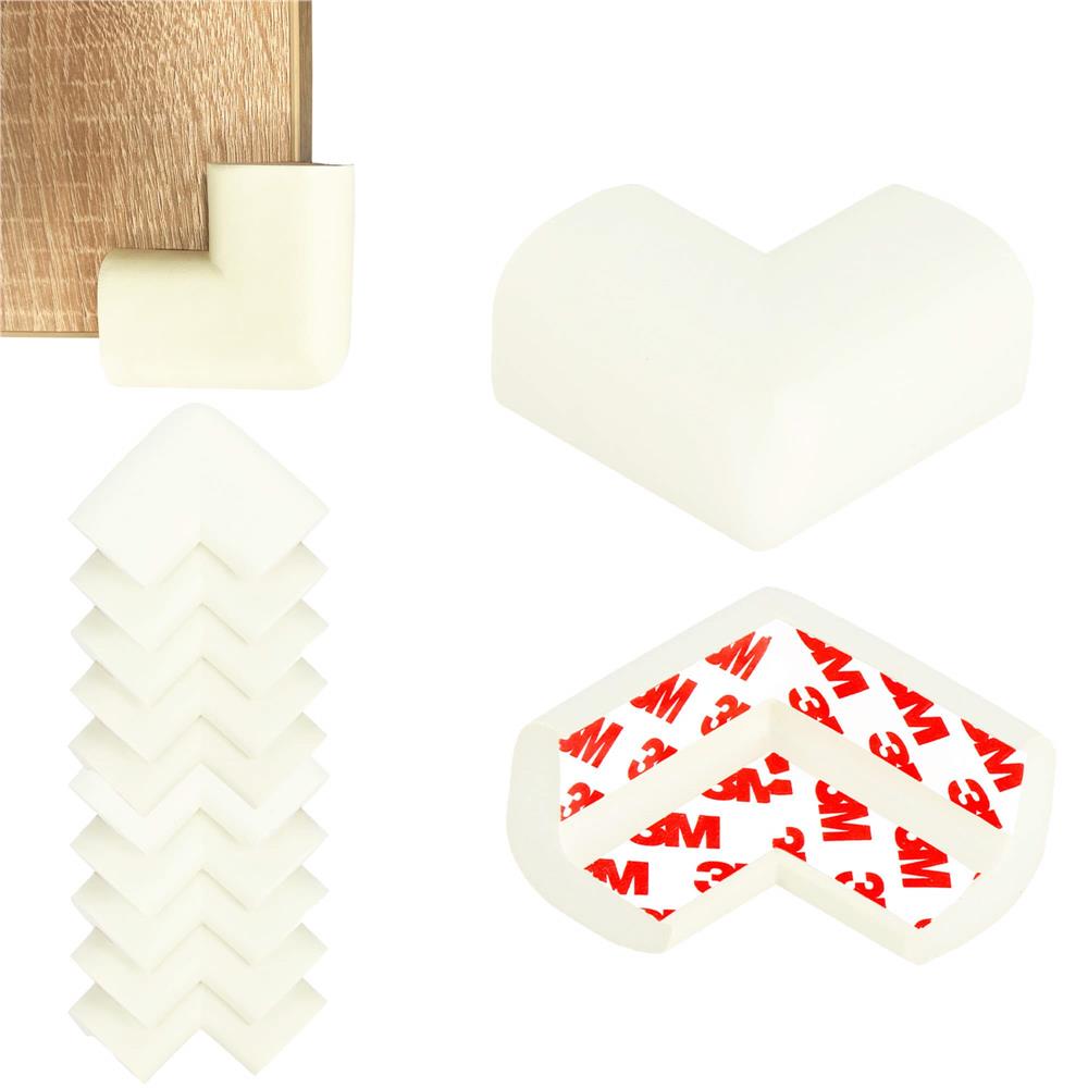 Set 10 protectii colturi pentru siguranta copii, 60x35mm, spuma EPE, crem