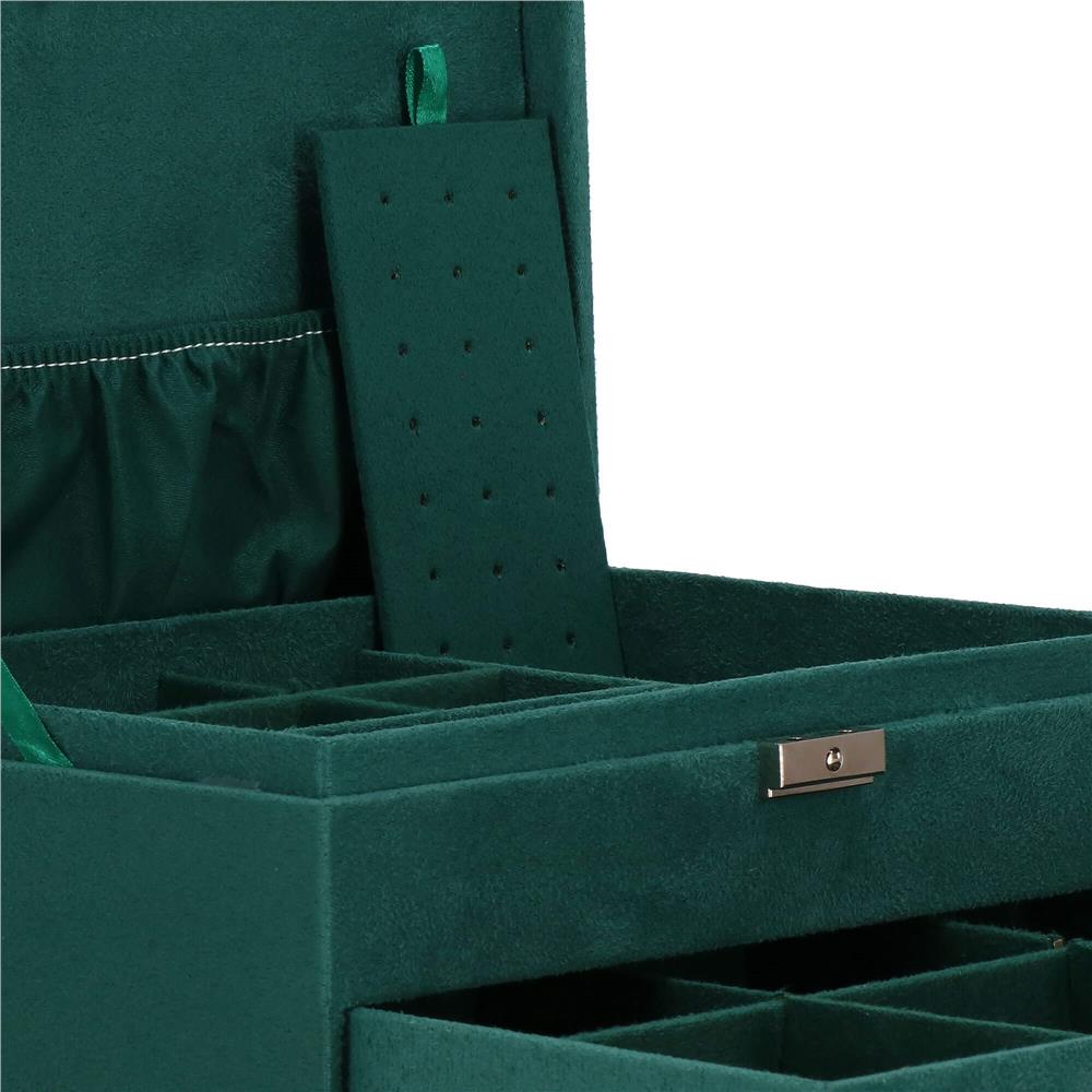 Cutie depozitare si organizare bijuterii, velur, 27 x 19 x 10,5 cm, verde