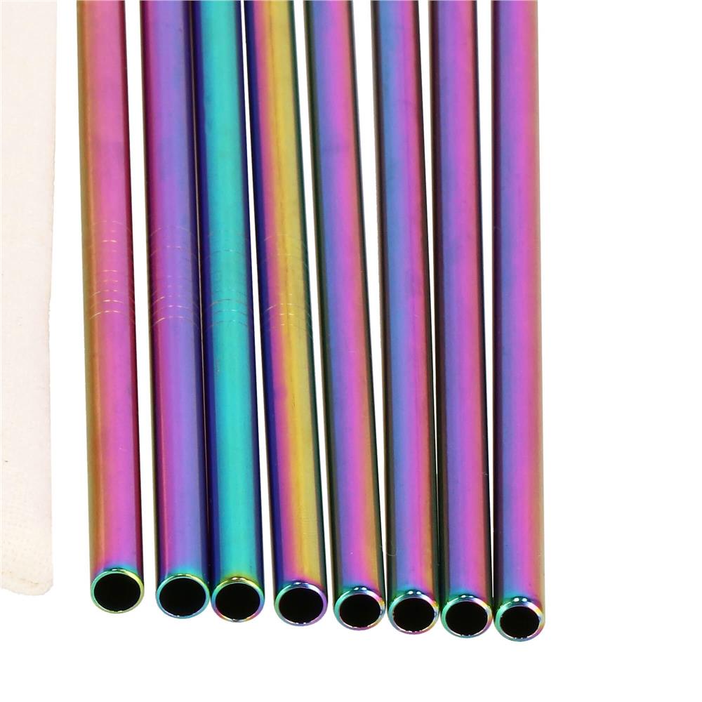 Set 8 paie metalice multicolor (holo), reutilizabile, cu husa depozitare si perii curatat, 215x6 mm