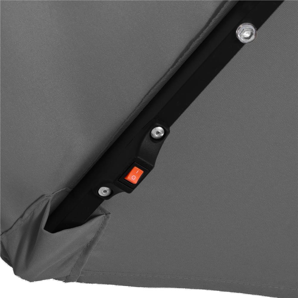 Umbrela de gradina cu brat lateral banana, iluminare LED, cu husa, 300cm, gri