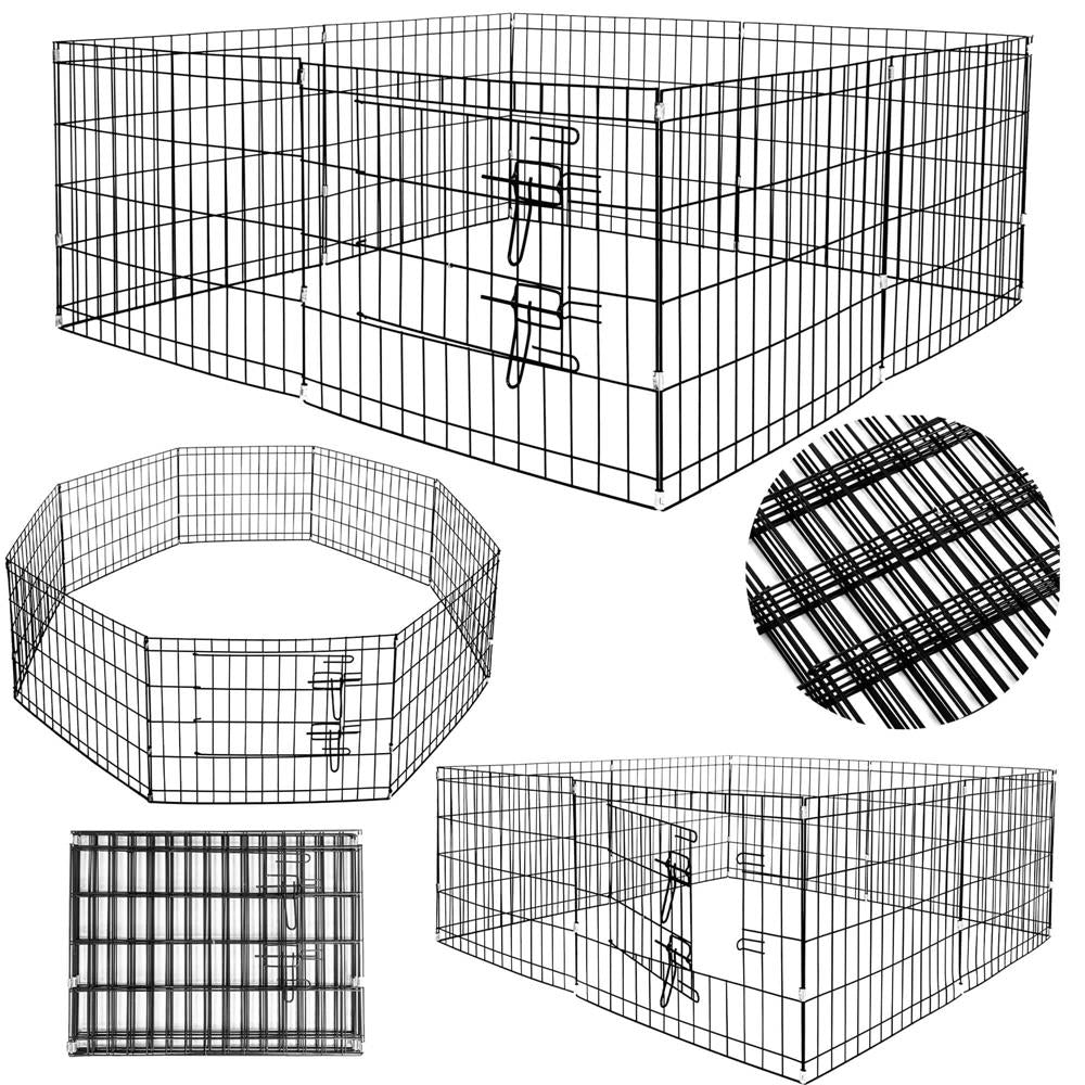 Tarc pentru animale de companie, din fier, forma configurabila, cu usa de acces, XXL, 120x120x60cm, negru
