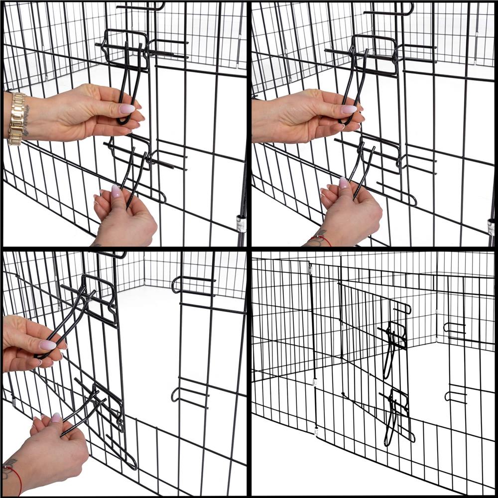 Tarc pentru animale de companie, din fier, forma configurabila, cu usa de acces, 3XL, 155x155x61cm, negru