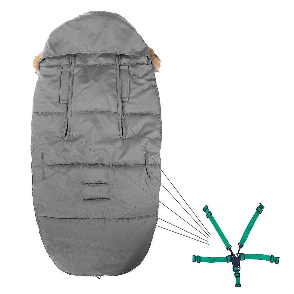 Sac iarna de bebelusi pentru carucior, marime universala, 90x45cm, gri inchis