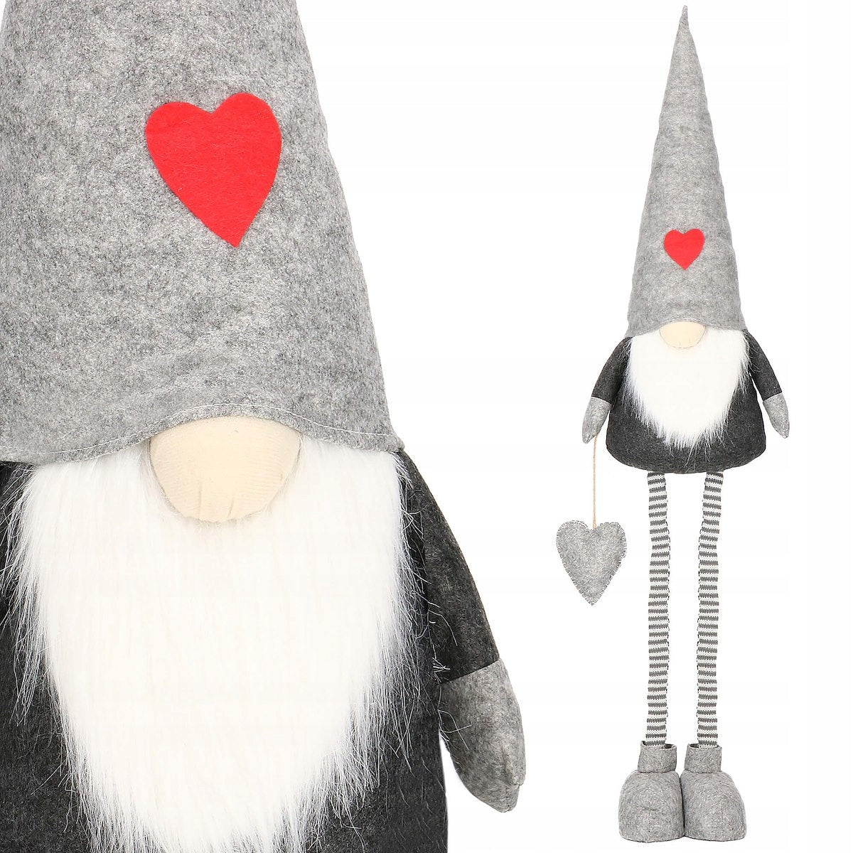 Figurina Craciun, Spiridus, picioare telescopice, inaltime extensibila 82-130cm