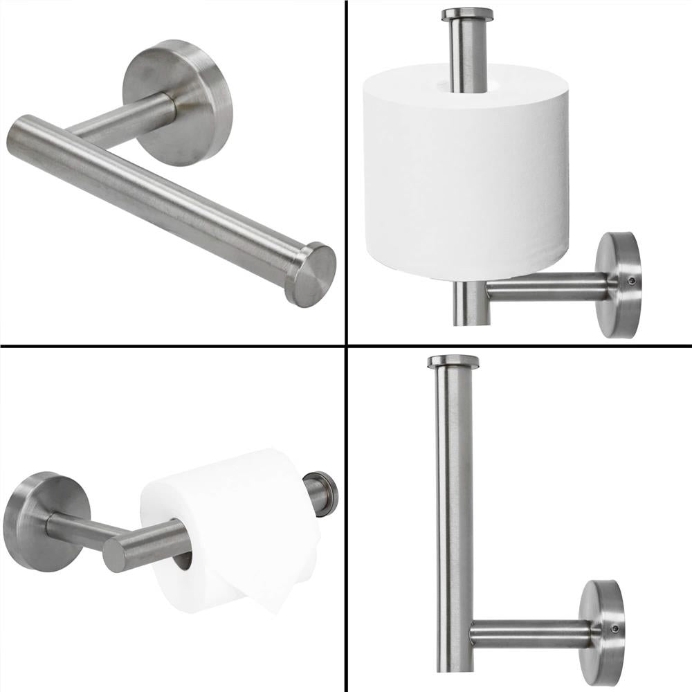 Suport hartie igienica din otel, sistem montare inclus, 16cm, argintiu lucios