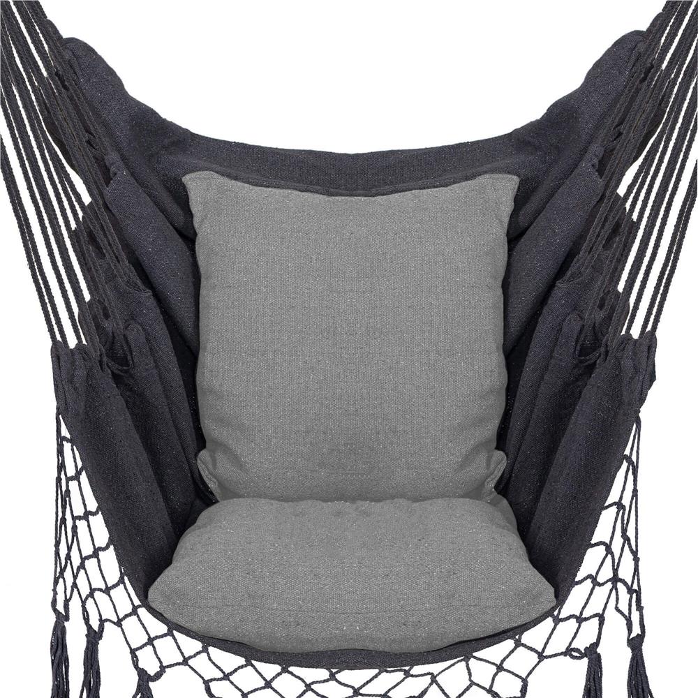 Hamac tip leagan suspendat pentru casa sau gradina, gri cu perne, 130x100cm, 150kg