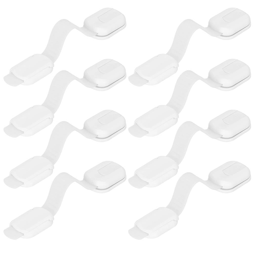 Set 8 sigurante blocator sertare si usi, plastic si silicon, ajustabile, 19 cm, alb