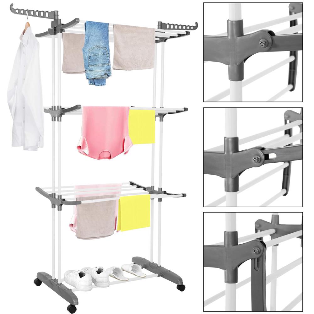 Uscator vertical pentru rufe, mobil si pliabil, cu doua umerase, 75x57x170cm, sarcina 20kg