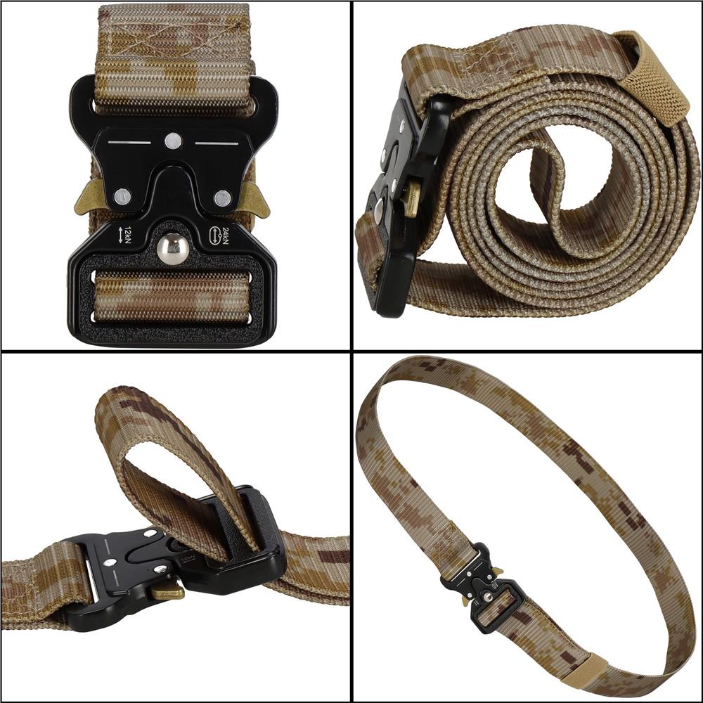 Curea centura Tactical Combat pentru barbati 3.7x125cm, rezistent, verde deschis camuflaj