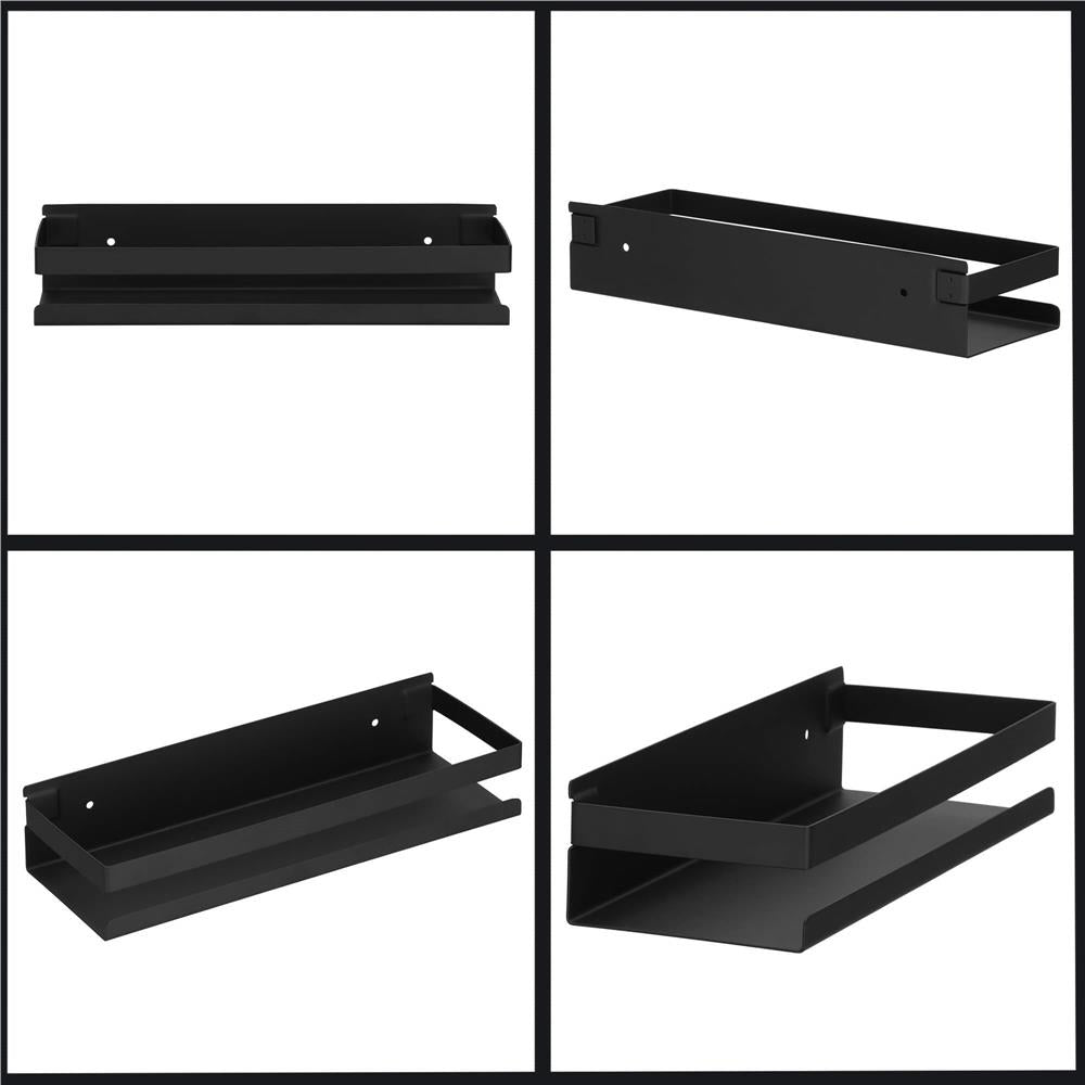 Raft de baie cu 2 sisteme instalare pe perete, aluminiu, 30x10x6cm, negru