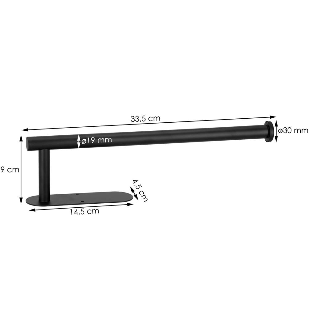Suport hartie igienica din otel, prindere fara gaurire, 33.5cm, negru
