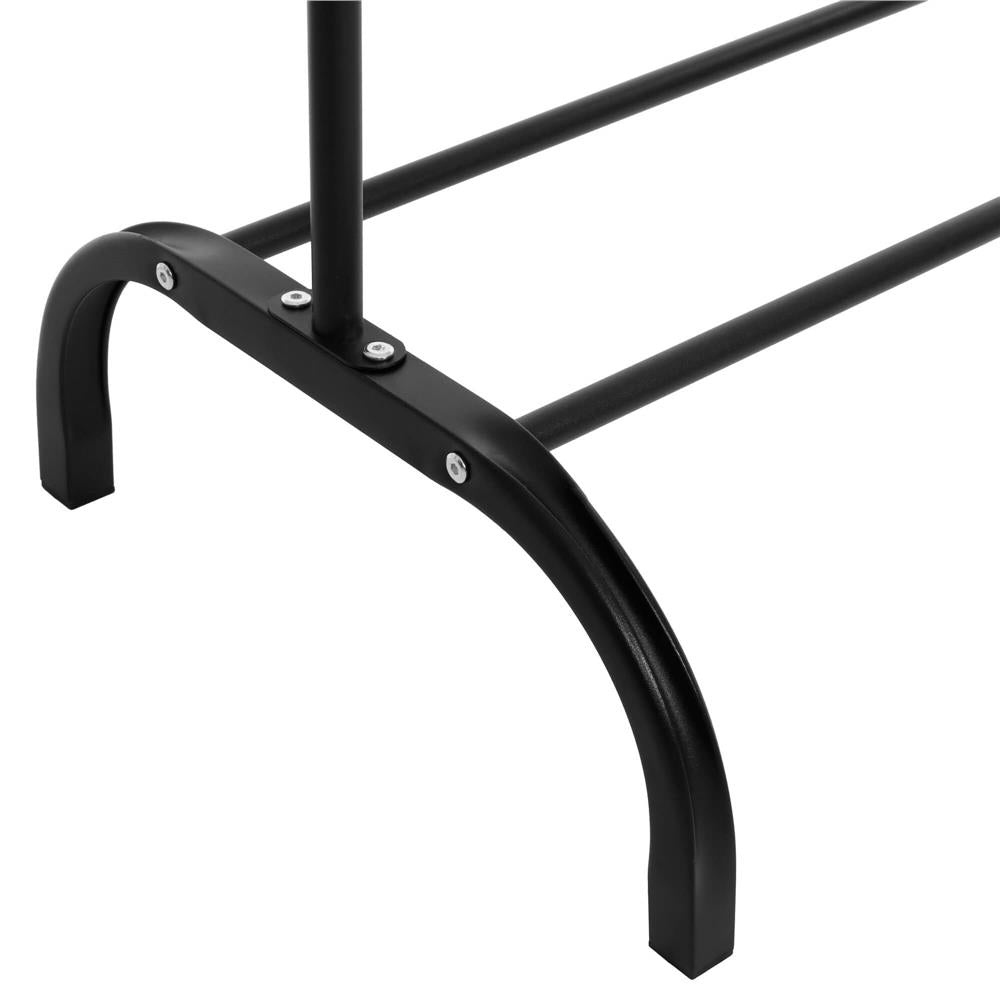 Suport pentru haine cu cadru metalic, cu sina de agatat si carlige cuier, 40x110x146cm, negru