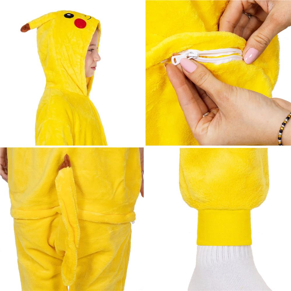 Pijama tip salopeta pentru copii, model Pikachu, marime 120-130 cm