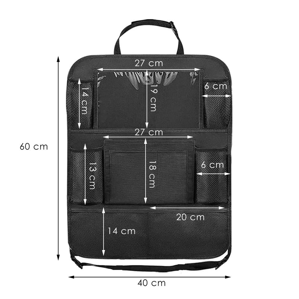 Organizator auto pentru spatarul scaunului, cu 10 buzunare, 60x40cm, negru