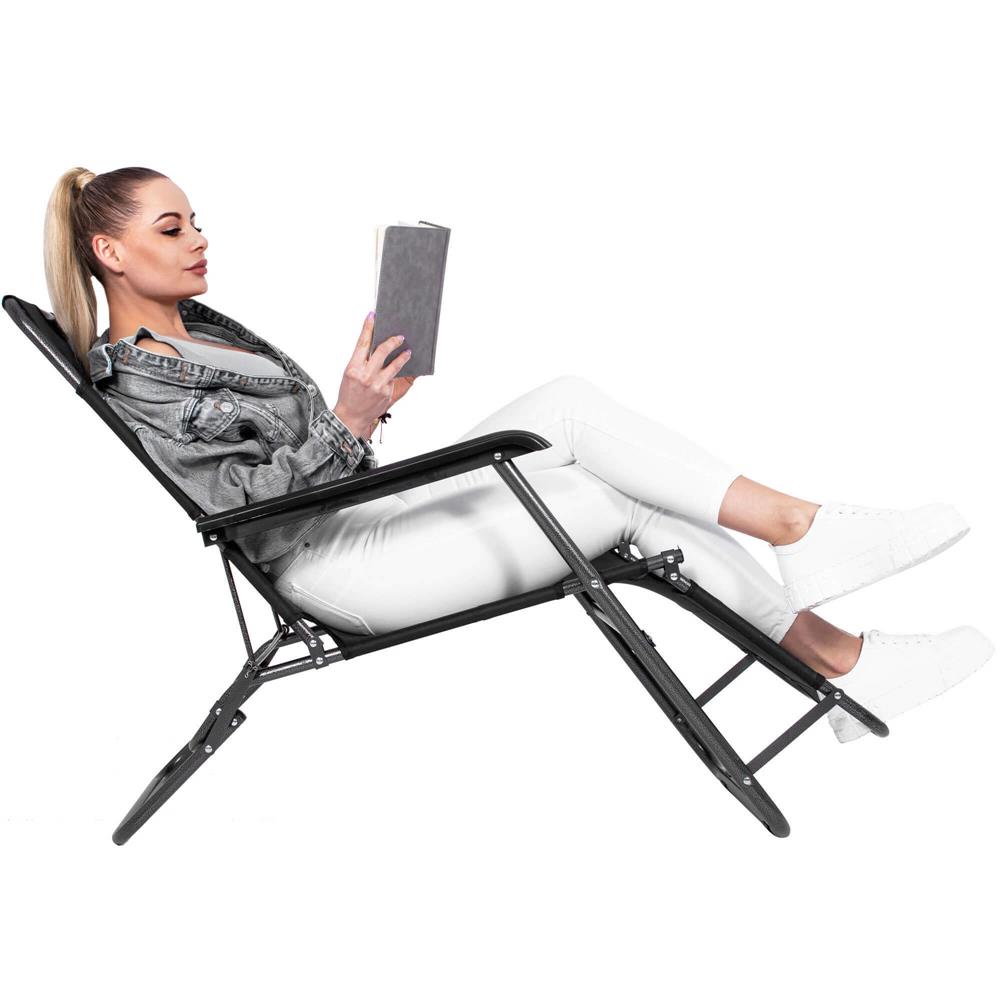 Sezlong pliabil Relax Zero Gravity, 80x60x153cm, negru