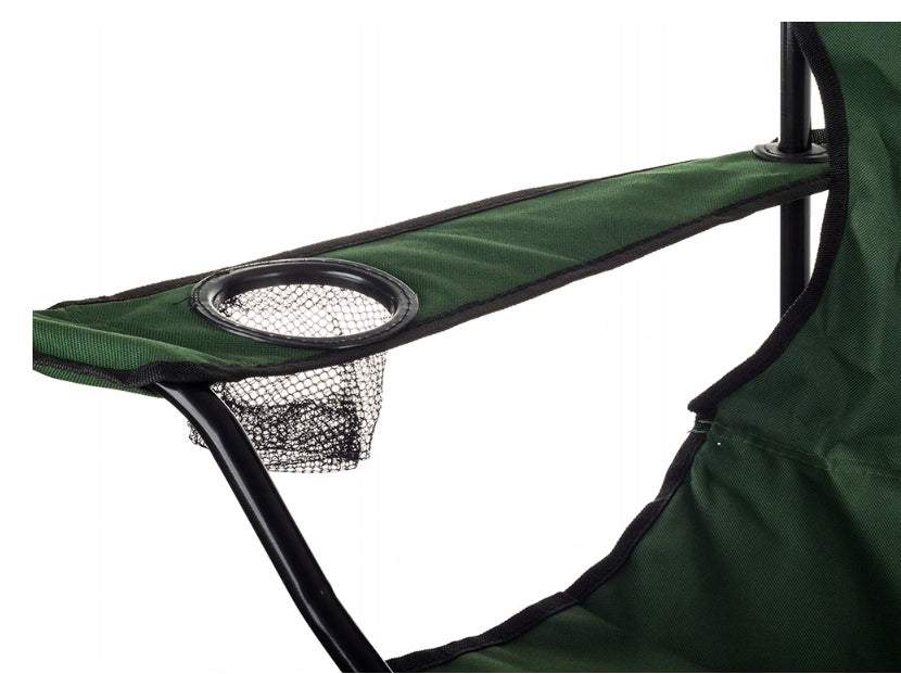 Scaun pliabil camping sau pescuit Sersimo, suport pahar, verde