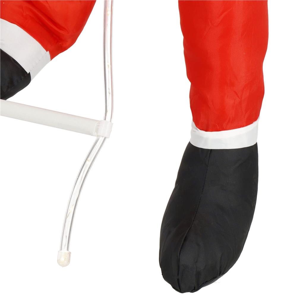 Figurina Craciun, Mos Craciun pe scara, cu iluminare LED, alimentare USB, pentru interior