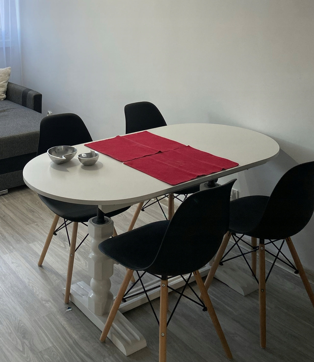 Set 4 scaune dining Scandinav pentru bucatarie, 38x42x82cm, negru