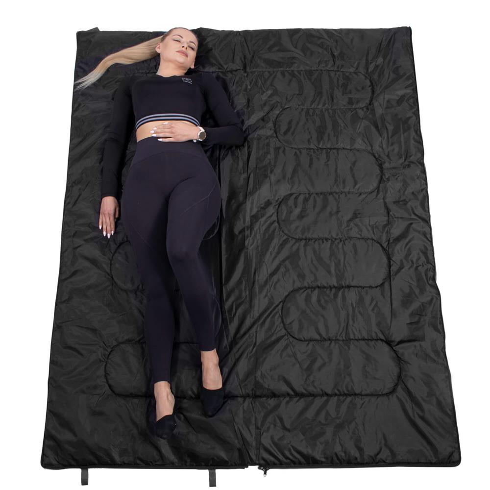 Sac de dormit, cu geanta de transport, 190x73cm, 10-25grade, culoare albastru inchis