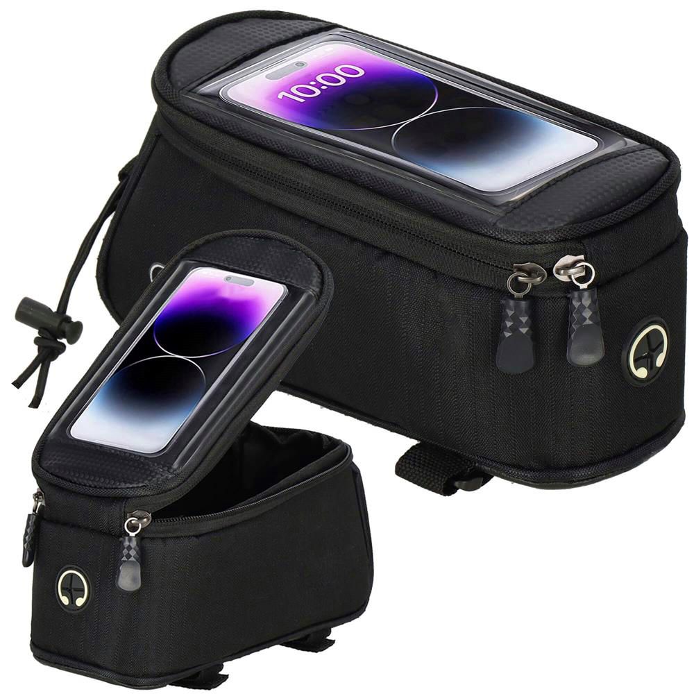Geanta bicicleta impermeabila, cu buzunar pentru telefon, 19x10x10cm, negru