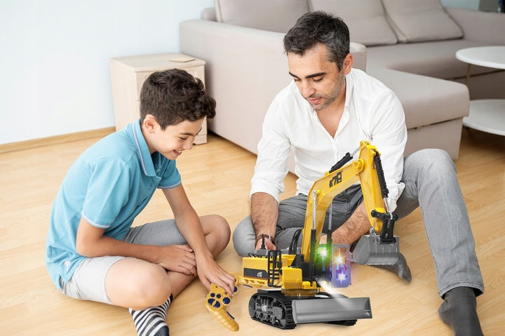 Excavator cu telecomanda, scara 1/14, cu telecomanda, incarcare USB, 14 canale