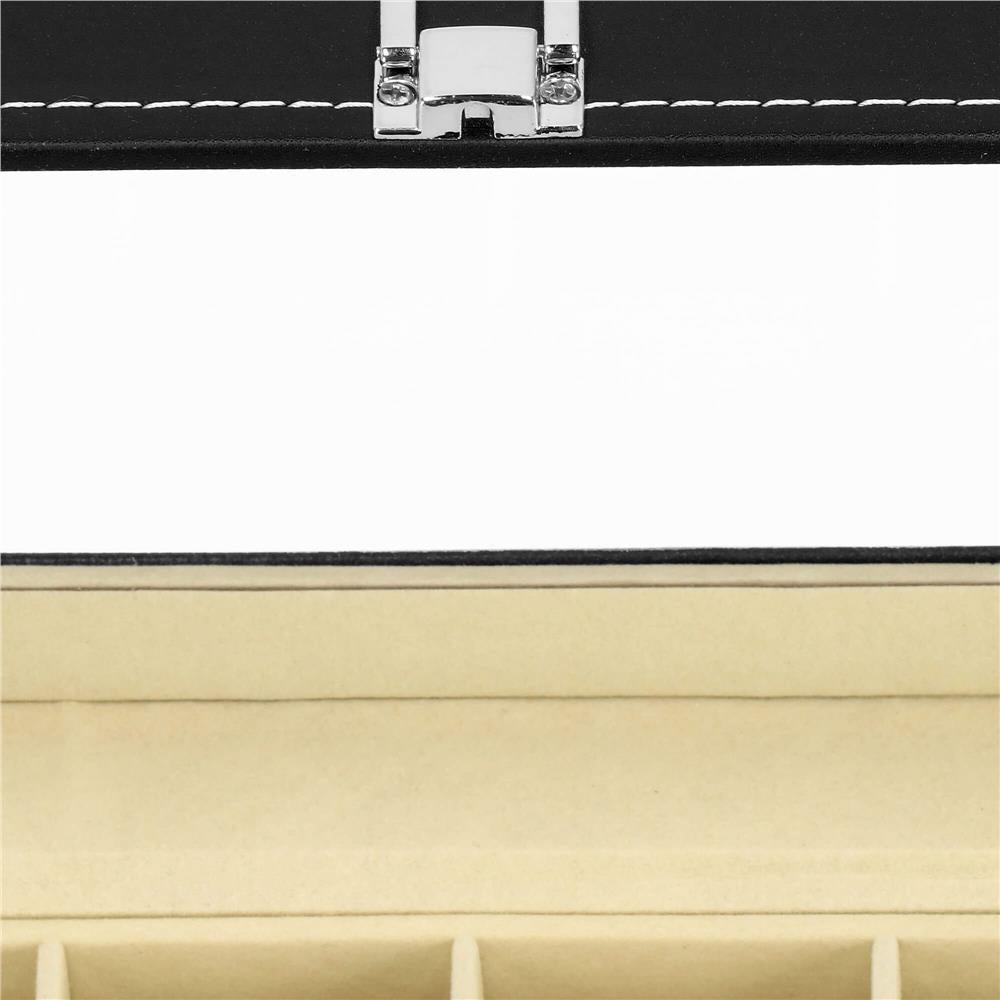 Cutie depozitare si organizare ceasuri, MDF, piele ecologica, 20,5x11x8cm, negru