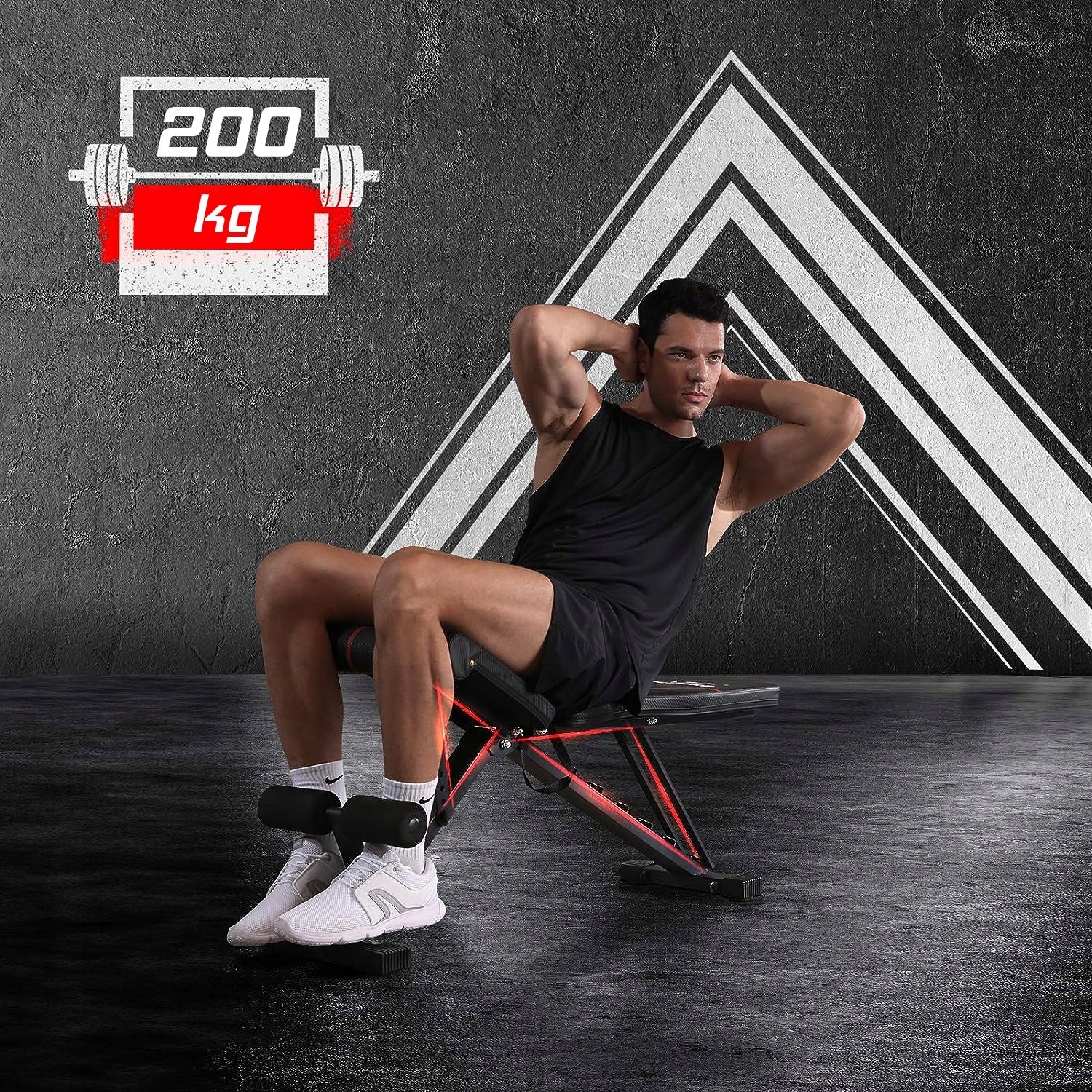 Banca multifunctionala antrenament fitness, spatar reglabil 7 trepte, sarcina maxima 200 kg