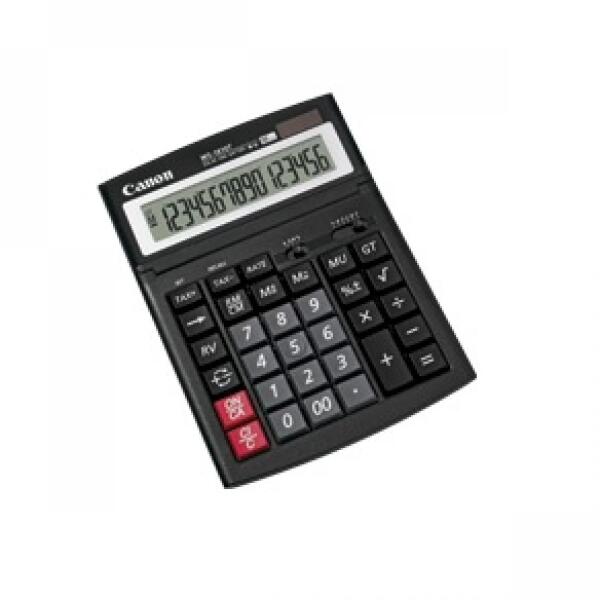 Calculator de birou Canon, WS1610T, ecran 16 digiti, alimentare solara si baterie, negru, "0696B001AA" – Calculatoare de