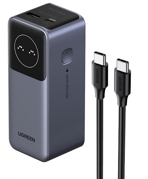 POWER BANK UGreen "PB724", 12000mAh, 100W, 1 x USB Type-C input/output, 1 x USB, display, gri, "35526B" - 6941876242948 –