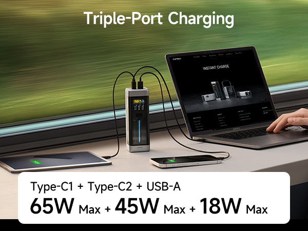 POWER BANK Cuktech P+ Series 2C1A, 25000mAh, PD 3.1, 210W, 1 x USB; 2 x USB Type-C, digital display pt. status baterie, negru, 