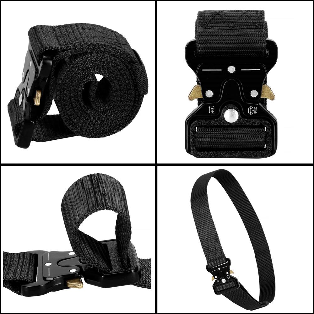 Curea centura Tactical Combat pentru barbati 3.5 x 125 cm, rezistent, negru