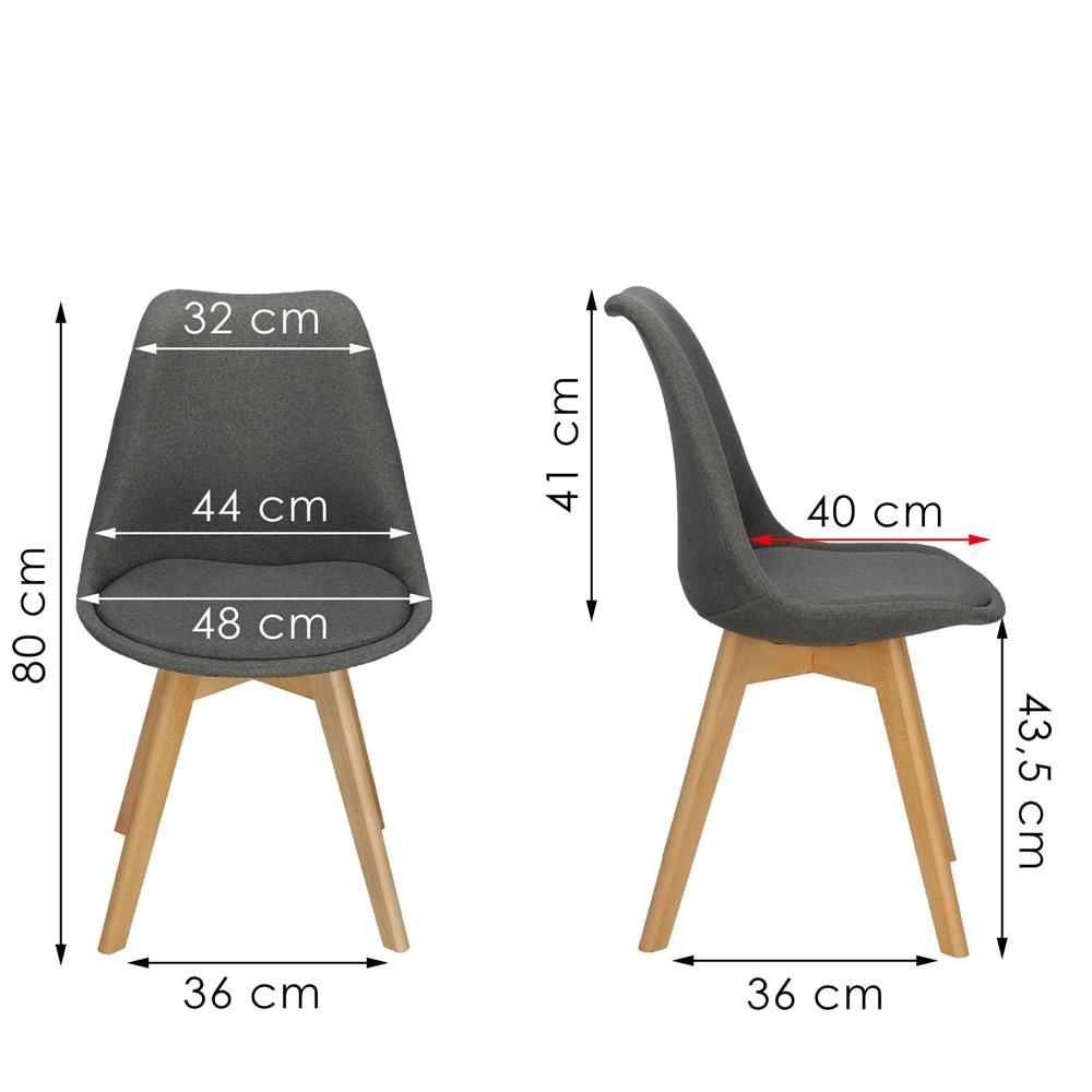 Set 4 scaune dining Verdhe pentru bucatarie tapitat cu material din in, 44x80cm, gri
