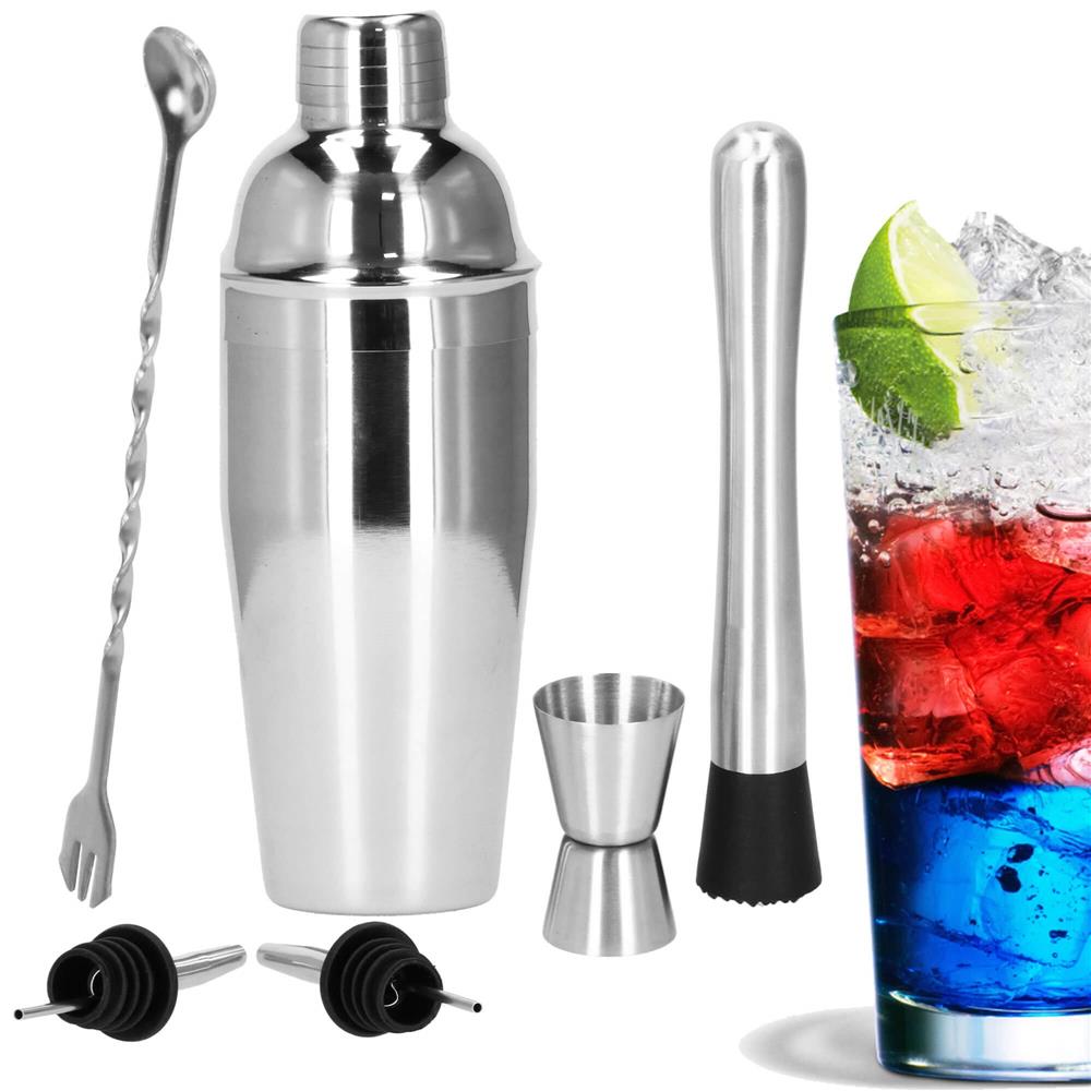 Set Cocktail Shaker Kit pentru barmani 750ml, KI14, 6 piese