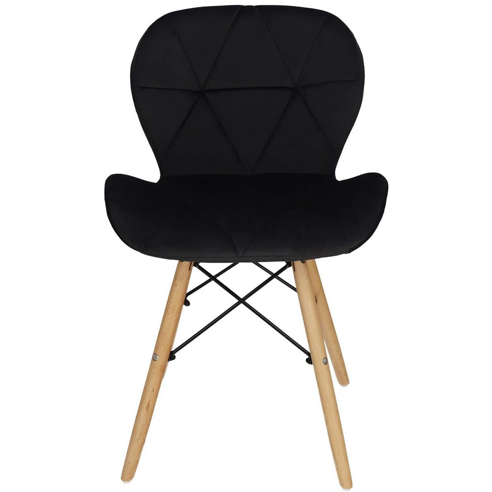 Set 4 scaune dining Torino pentru bucatarie tapitat cu catifea, 40x72cm, negru