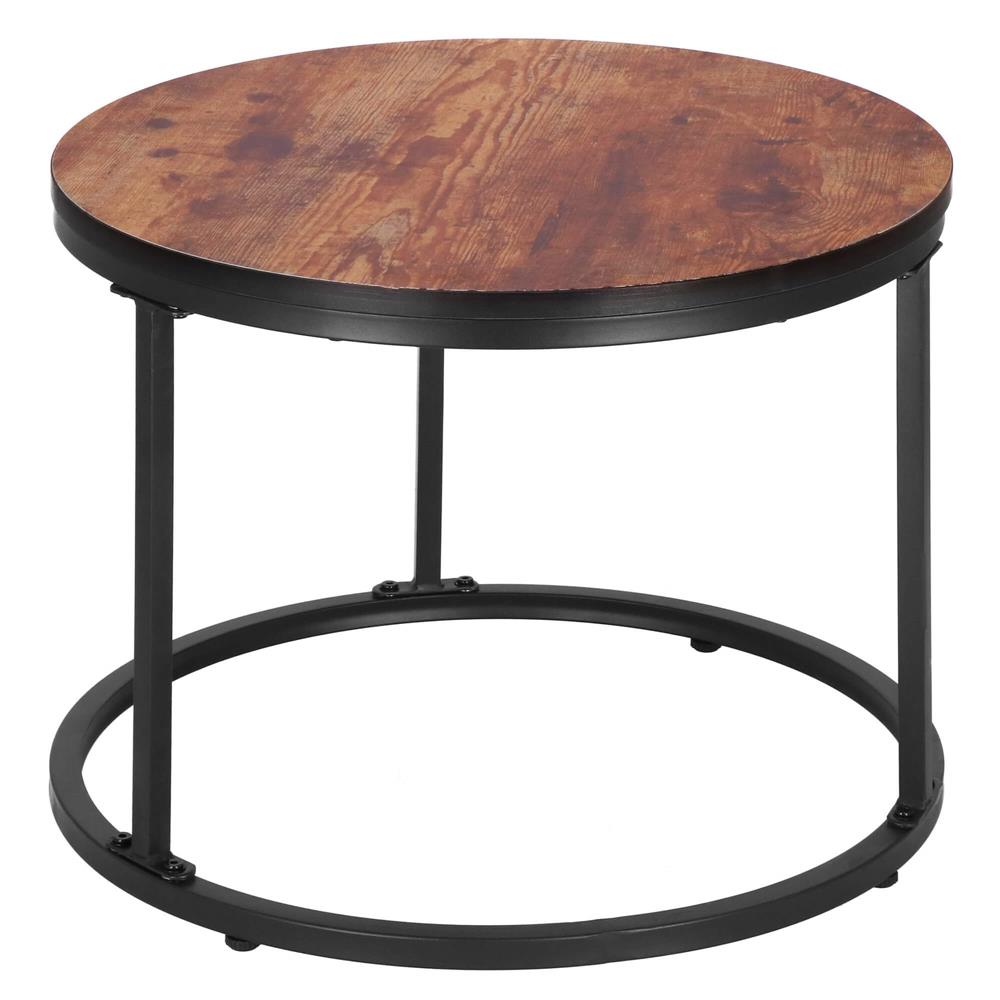 Set 2 mese pentru cafea suprapozabile, cadru otel, 70x70x47 cm si 50x50x40 cm, maro