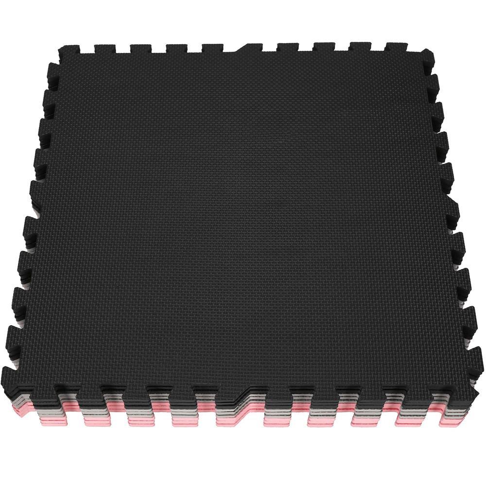 Covor din spuma pentru copii, tip puzzle forme, 27 piese, termoizolant, 179×179 cm, gri roz