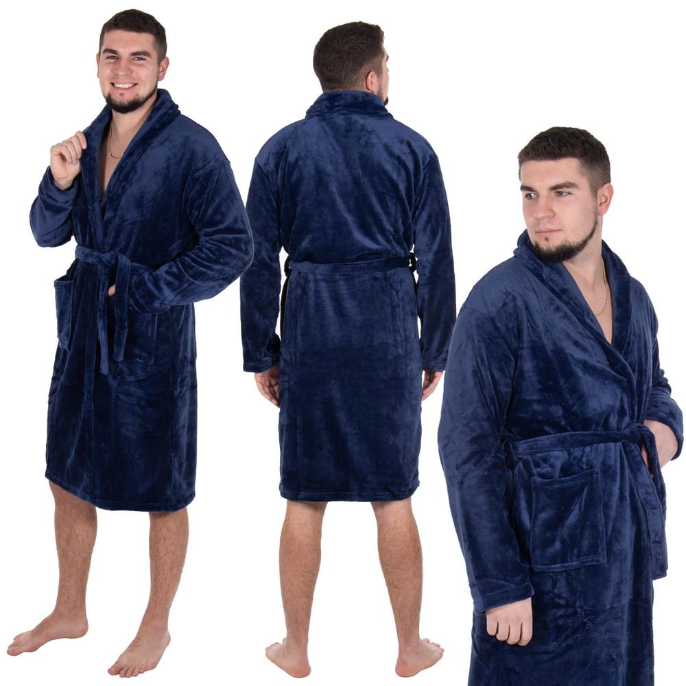 Halat de baie pentru barbati pana la genunchi, marimea L/XL, albastru marin